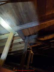 Grease pencil markings on kit home framing lumber (C) InspectApedia.com Tumblin