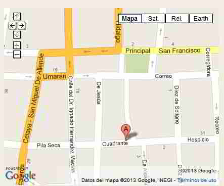 Mapa Map - la Grotta Restaurant, San Miguel de Allende, Guanajuato, Mexico