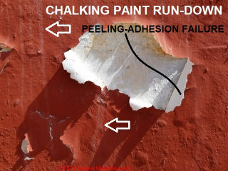 Paint adhesion failiure (C) Daniel Friedman InspectApedia.com