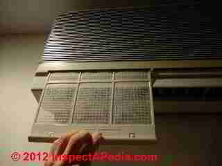 Inserting a cleaned washable air filter into the air conditioner unit (C) Daniel Friedman