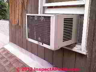 Photograph of the outside portion of a window mounted A/C system