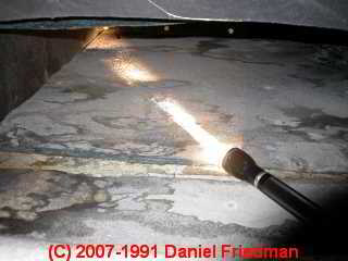 Air conditioner duct contamination © D Friedman at InspectApedia.com 