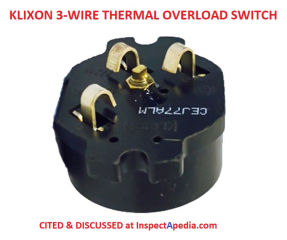 Klixon 3-wire thermal overload test procedure at InspectApedia.com