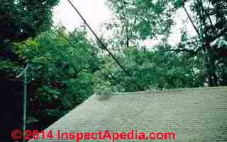 Insufficient clearance distance of electrical wires over roof (C) Daniel Friedman