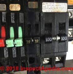 Zinsco circuit breaker toggle switch colors (C) InspectApedia.com