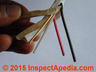 14-gauge copper electrical wiring (C) Daniel Friedman at InspectApedia.com