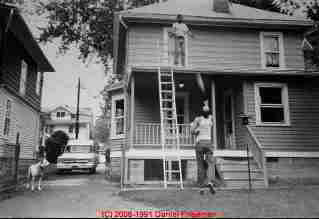 Photo of the author, with Art Cady and Net, setting up a house painting job, Poughkeepsie NY ca 1988