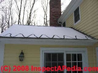 Photo of heat tapes on a roof edge