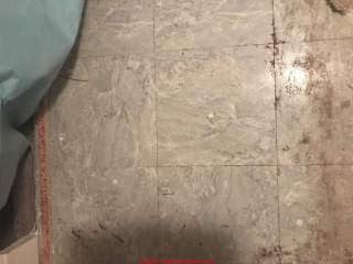 1958 asphalt asbestos floor tile in good condition (C) InspectApedia.com Grace