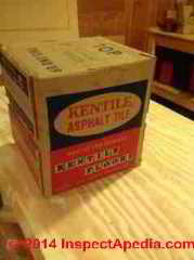 Kentile asphalt asbestos flooring packaging (C) InspectApedia