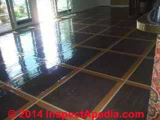 Unidentified floor tiles possibly rubber or vinyl asbestos (C) InspectApedia