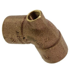Brass plumbing elbow with fitting for hot water heat air bleeder (C) InspectApedia.com Alex