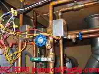 Copper piping at basement boiler zone valve (C) Daniel Friedman