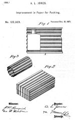 Jones corrugated board patent, 1871 cited & discussed at InspectApedia.com
