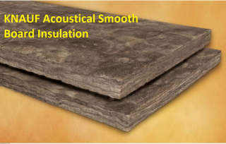 Knauf Insulation Acoustical Smooth Board glass fiber batts - at InspectApedia.com