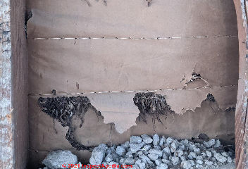 Shredded insulation - is this paper or someting else: how to decide (C) InspectApedia.com  Rafal
