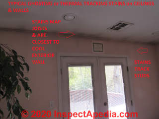 Classic thermal tracking or ghosting stains (C) InspectApedia.com Kahn