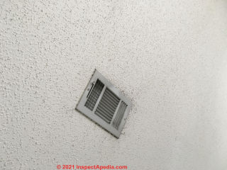 Dust or soot staining at HVAC air suoply register (C) InspectApedia.com Schwartz