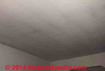 Thermal tracking or ghosting stains on building ceilings (C) InspectApedia KC