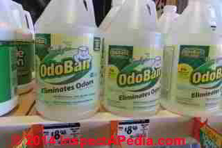 Sanitizer used as a deodorant - OdoBan displayed at a building supply store (C) InspectApedia
