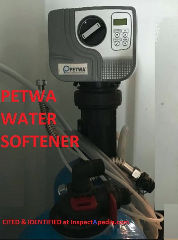 Petwa water softener identification photo at InspectApedia.com