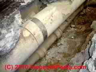Transite air duct leaked-into from sewer line (C) InspectApedia.com reader