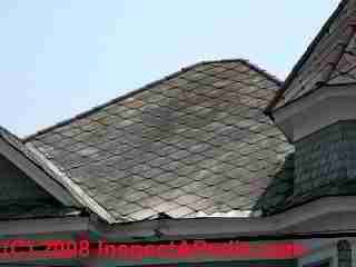 Cement asbestos roof shingles in Port Jervis NY 2003 © D Friedman at InspectApedia.com 