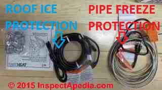 Types of heating tapes & cables for roof ice dam prevention and pipe freeze protection (C) Daniel Friedman