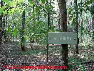Privy sign, Appalachian Trail, Sharon Connecticut © D Friedman at InspectApedia.com 