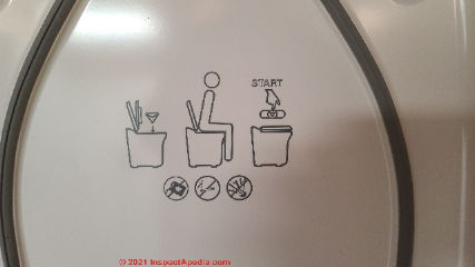 Instructions for using an incinerating toilet are very simple  (C) InspectApedia.com 