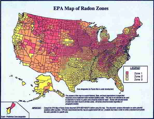 US EPA Radon Zone Map 