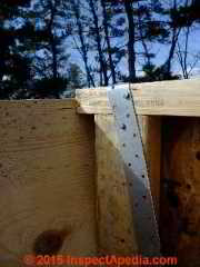 Framing connector nailing requirements at side of I-Joist for roof © Daniel Friedman at InspectApedia.com