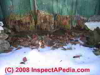 Log rot on a log cabin © Daniel Friedman at InspectApedia.com