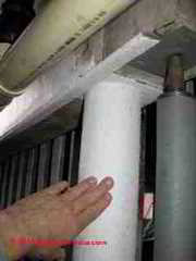 Structural and temporary column uses and defects © Daniel Friedman at InspectApedia.com
