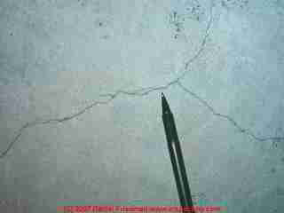Photograph of a cracked concrete slab, significant shrinkage