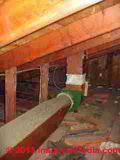 Kitchen exhaust fan vent outside terminatinon - through attic, asbestos fabric (C) Daniel Friedman