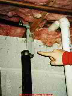 LARGER VIEW of
a plumbing cross connection at the water softener - this is unsanitary