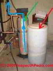 Water softener equipment © D Friedman at InspectApedia.com 