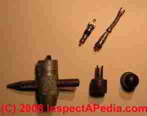 Photo of air valve stem core and tools