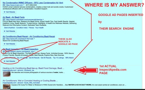 Google search results page explanation (C) InspectApedia.com