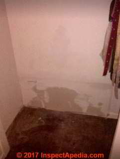 Washing machine leak into wall (C) InspectApedia SZ
