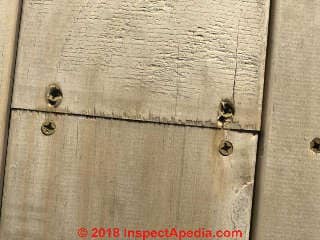 Accoya wood deck with screws too close to board ends (C) InspectApedia.com Sharon Z