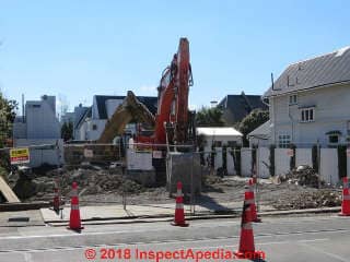Demolition of earthquake-damaged buildings Christchurch N 2014 © Daniel Friedman at InspectApedia.com