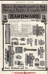 Sears Roebuck & Co Hardware for homes may help identify Sears Kit Houses (C) InspectApedia.com