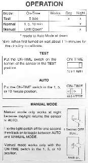 Adjustment instructions for a motion sensor light  - at InspectApedia.com