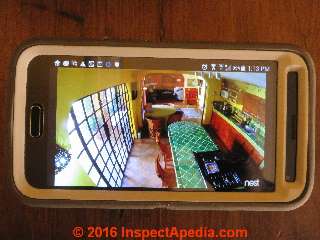 Nest cam display shown on an Android Samsung Galaxy 5S cellphone (C) Daniel Friedman