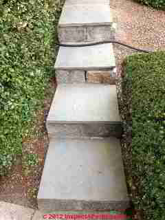 Sloped narrow exterior stairs (C) InspectAPedia & P.O.