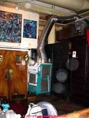 Photograph of the indoor evaporator and fan unit for a wall-mounted Sanyo split system air residential conditioner