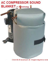 AC or heat pump compressor motor insulation kit - noise or sound reduction - cited & discussed at InspectApedia.com
