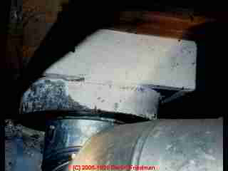 Photograph of  asbestos paper wrap on heating/cooling duct exterior